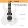 Guitarra eléctrica Glarry de 36 pulgadas estilo Burning Fire, color blanca con amplificador - Image 7