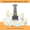 Guitarra eléctrica Glarry de 36 pulgadas estilo Burning Fire, color blanca con amplificador - Image 8