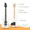 Guitarra eléctrica Glarry de 36 pulgadas estilo Burning Fire, color blanca con amplificador - Image 9