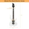 Guitarra eléctrica Glarry de 36 pulgadas estilo Burning Fire, color blanca con amplificador - Image 14