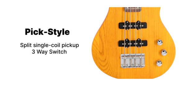 Bajo eléctrico para niños Glarry GW101 de 36 pulgadas, color amarillo - Image 8