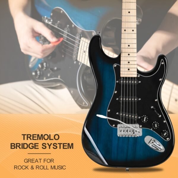 Guitarra eléctrica Glarry GST con amplificador de 20 W, color azul - Image 3