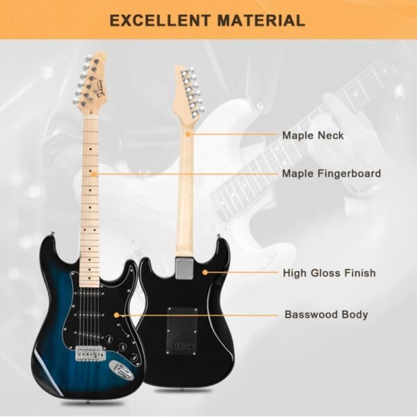 Guitarra eléctrica Glarry GST con amplificador de 20 W, color azul - Image 8