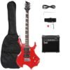 Guitarra eléctrica Glarry de 36 pulgadas estilo Burning Fire, color roja con amplificador