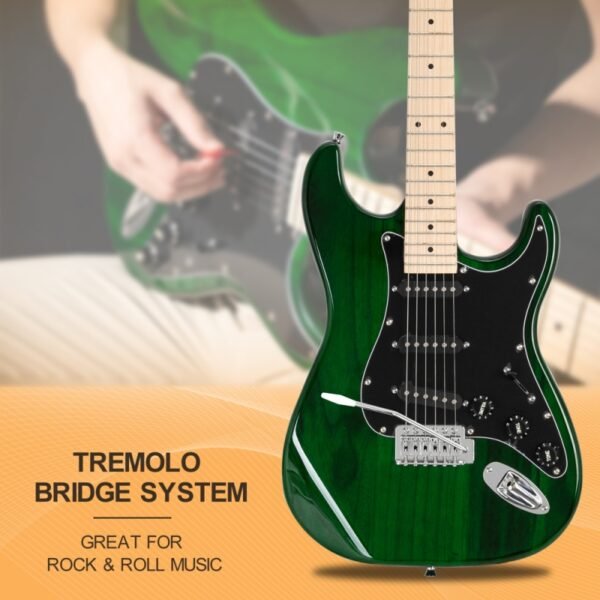 Guitarra eléctrica Glarry GST con amplificador de 20 W, color verde - Image 5