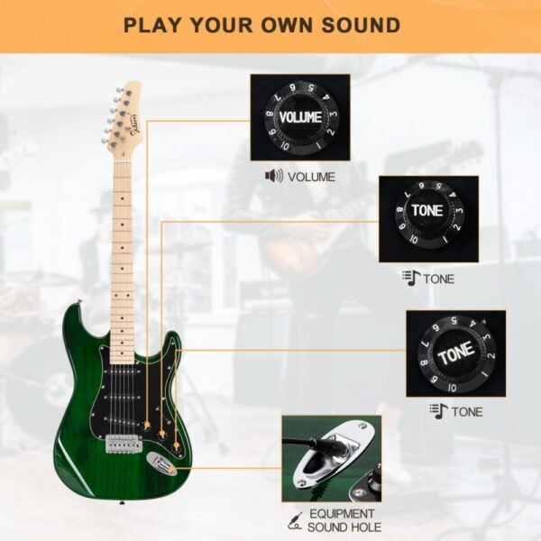 Guitarra eléctrica Glarry GST con amplificador de 20 W, color verde - Image 6