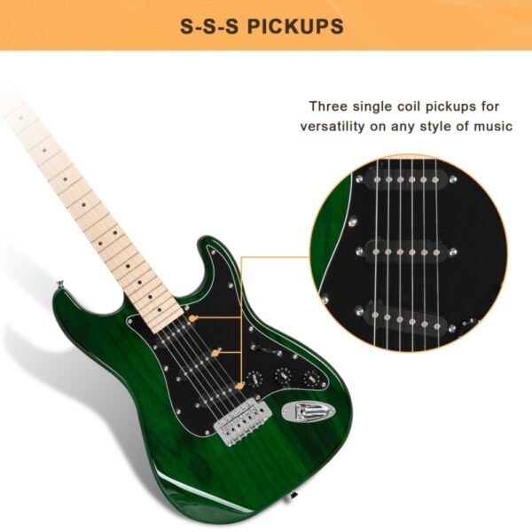 Guitarra eléctrica Glarry GST con amplificador de 20 W, color verde - Image 9
