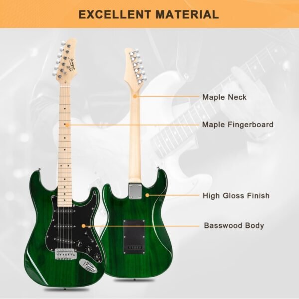 Guitarra eléctrica Glarry GST con amplificador de 20 W, color verde - Image 11