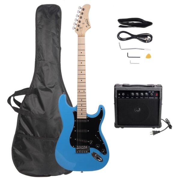Guitarra eléctrica Glarry GST con amplificador de 20 W, color azul cielo