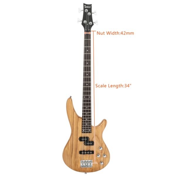 Bajo Glarry GIB de 4 cuerdas, tamaño completo, color madera - Image 16