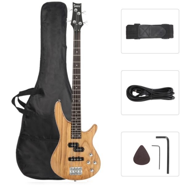 Bajo Glarry GIB de 4 cuerdas, tamaño completo, color madera
