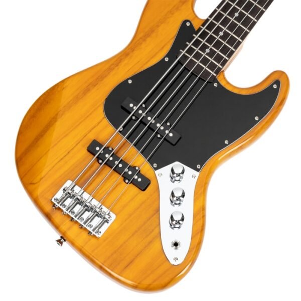 Bajo eléctrico de 5 cuerdas Glarry GJazz de tamaño completo, color amarillo - Image 6