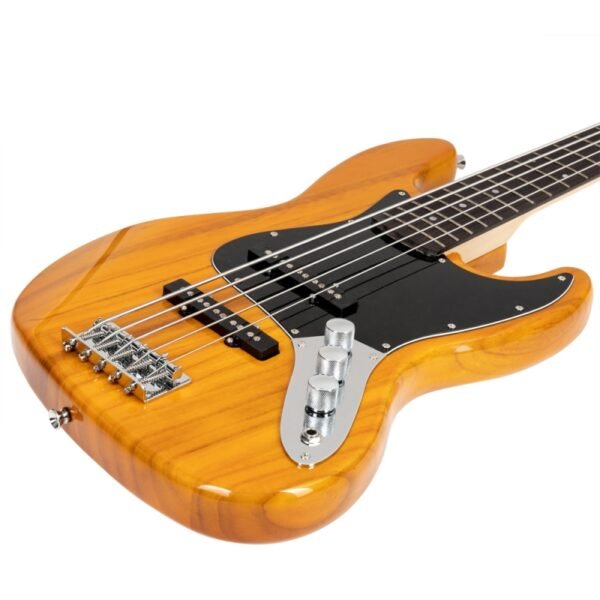 Bajo eléctrico de 5 cuerdas Glarry GJazz de tamaño completo, color amarillo - Image 5