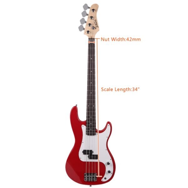Bajo eléctrico Glarry GP Rojo con amplificador de 20 W - Image 6