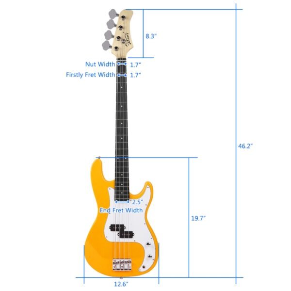 Bajo eléctrico Glarry GP Amarillo con amplificador de 20 W - Image 9