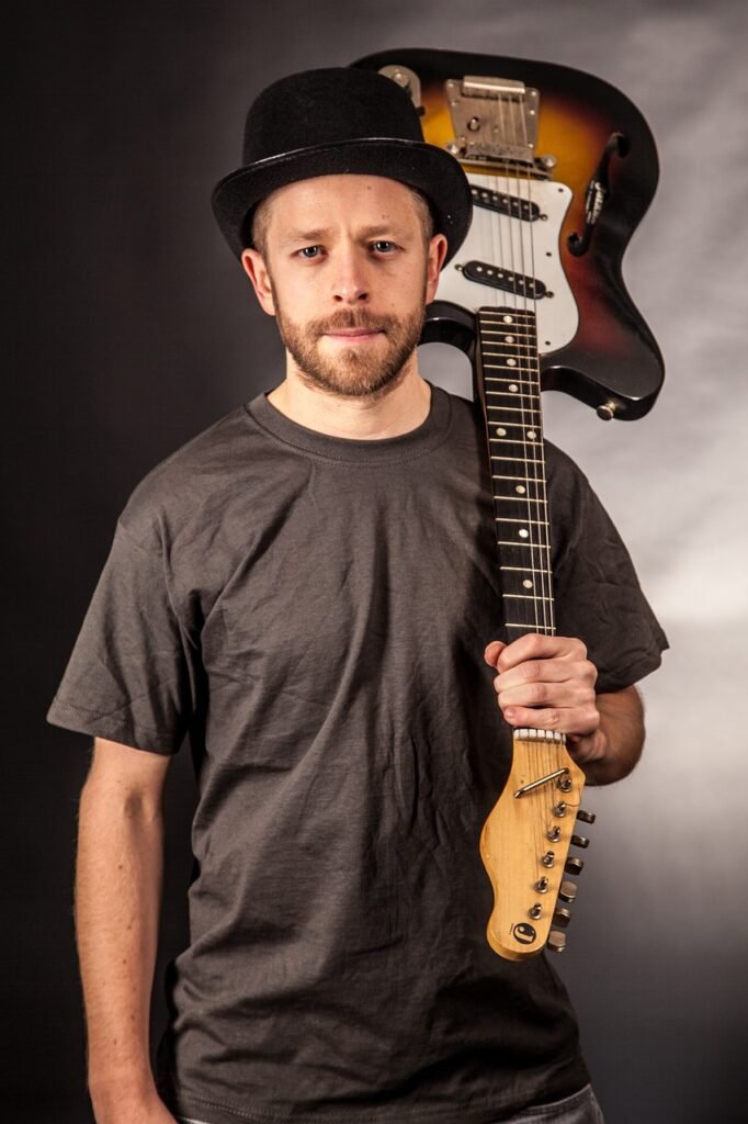 man, guitarist, music