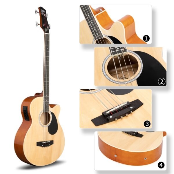 Bajo acústico Glarry GMB101 de 44,5 pulgadas con ecualizador, color madera - Image 9