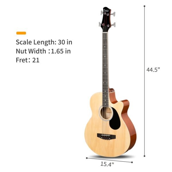 Bajo acústico Glarry GMB101 de 44,5 pulgadas con ecualizador, color madera - Image 6