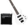 Bajo eléctrico Glarry Burning Fire con pastillas HH y amplificador de 20 W, color blanco - Image 11