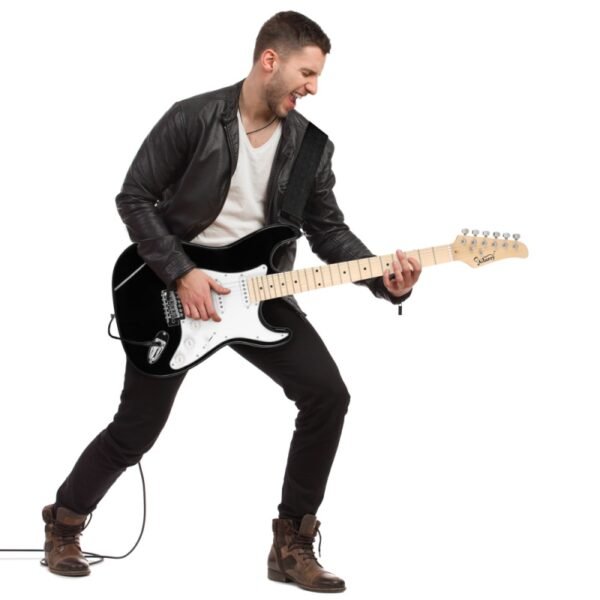 Guitarra eléctrica Glarry GST Stratocaster con pastillas HSS y amplificador de 20 W, color negro - Image 9