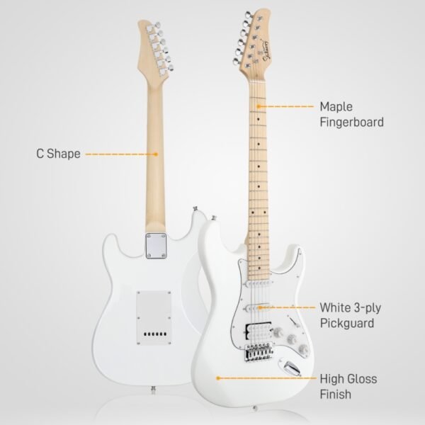 Guitarra eléctrica con Pastillas HSS Glarry GST con amplificador de 20 W, color blanco - Image 5