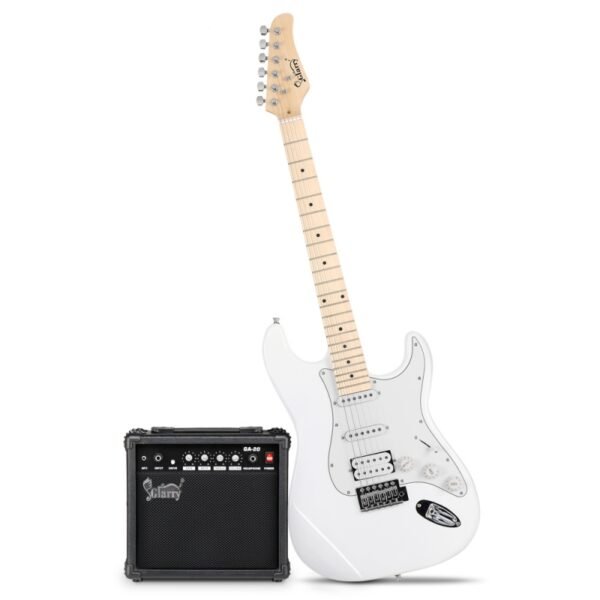Guitarra eléctrica con Pastillas HSS Glarry GST con amplificador de 20 W, color blanco - Image 6