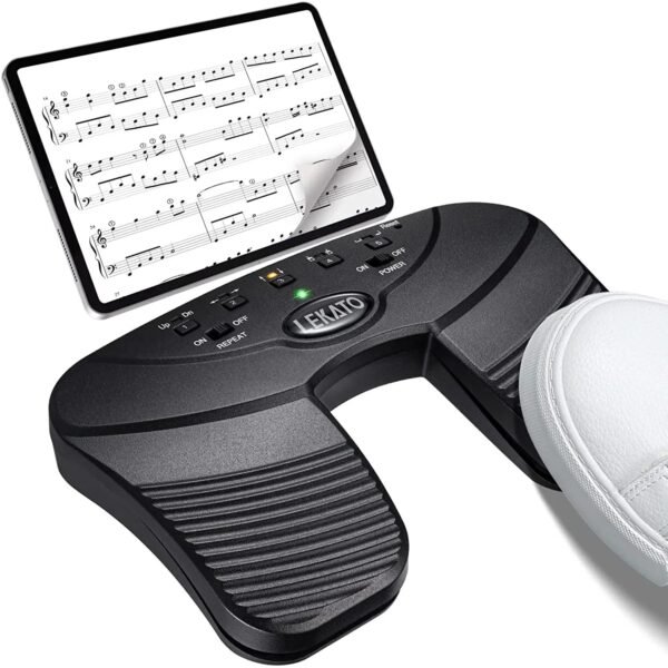Pedal para pasar páginas con Bluetooth y música Lekato, recargable por USB, inalámbrico, silencioso, para iPad, iPhone, tableta y portátil