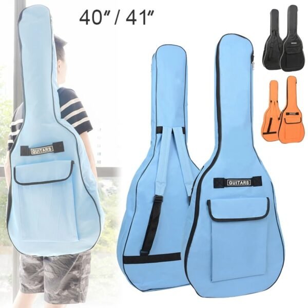 Estuche celeste para guitarra de 40/41 pulgadas, resistente al agua, de tela Oxford, con correas dobles, acolchada de algodón suave 600D, mochilas para guitarra eléctrica - Image 3