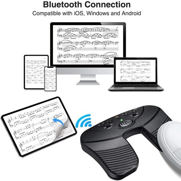 Pedal para pasar páginas con Bluetooth y música Lekato, recargable por USB, inalámbrico, silencioso, para iPad, iPhone, tableta y portátil - Image 3