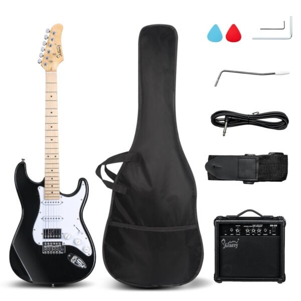 Guitarra eléctrica Glarry GST con Pastillas HSS con amplificador de 20 W, color negro