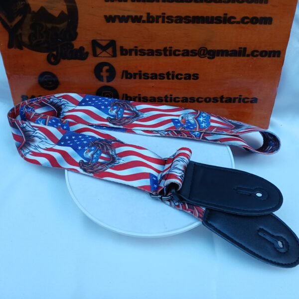 Correa para Guitarra / Bajo - Diseño "Águila y Bandera Americana"