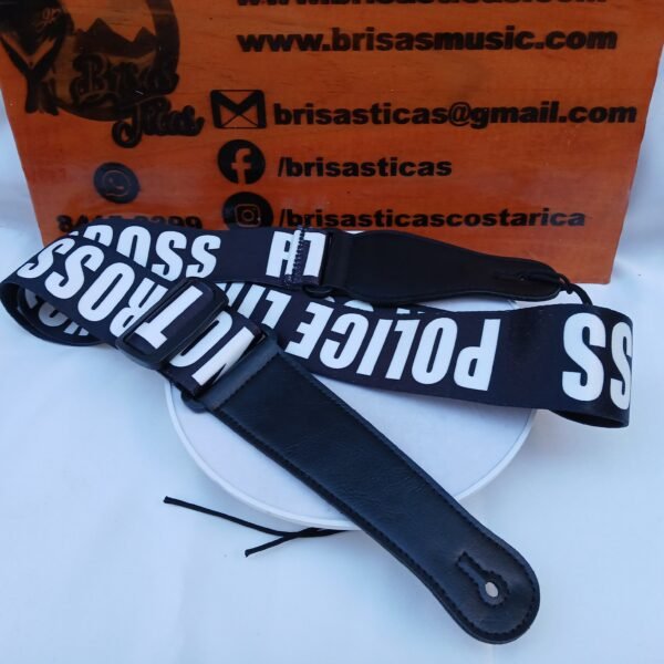 Correa para Guitarra / Bajo - Diseño "POLICE LINE DO NOT CROSS" (Negro/Blanco)