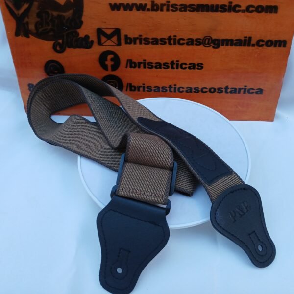 Correa para Guitarra / Bajo - Estilo Clásico en Marrón/Khaki (Marca P&P)