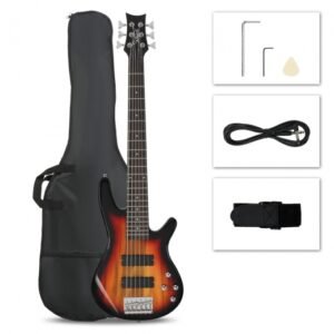 Bajo pasivo Glarry GIB de 6 cuerdas con electrónica mejorada, color sunburst